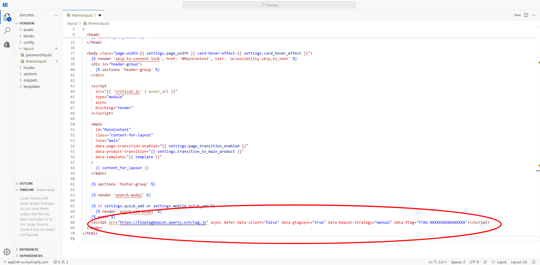 Shopify Insert Script